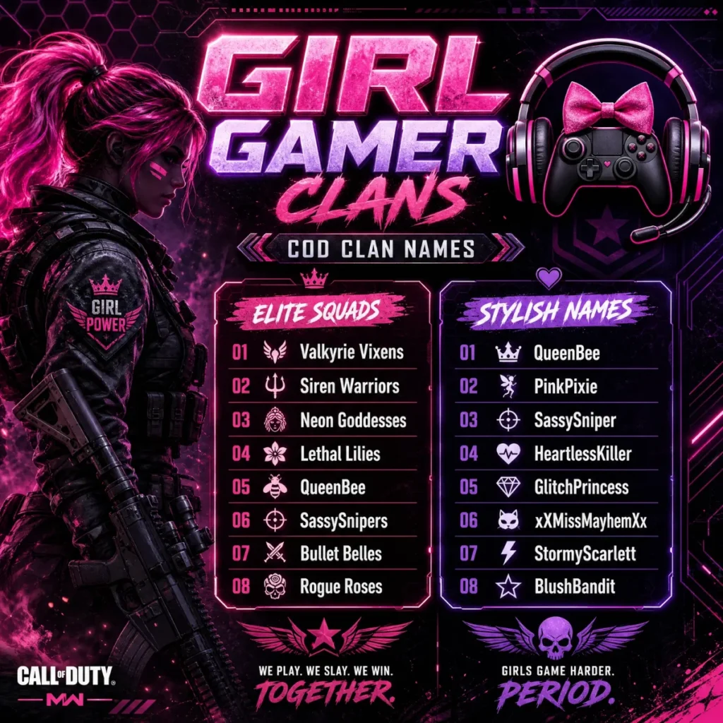 Girl Gamer Cod Clan Names 👩🎤