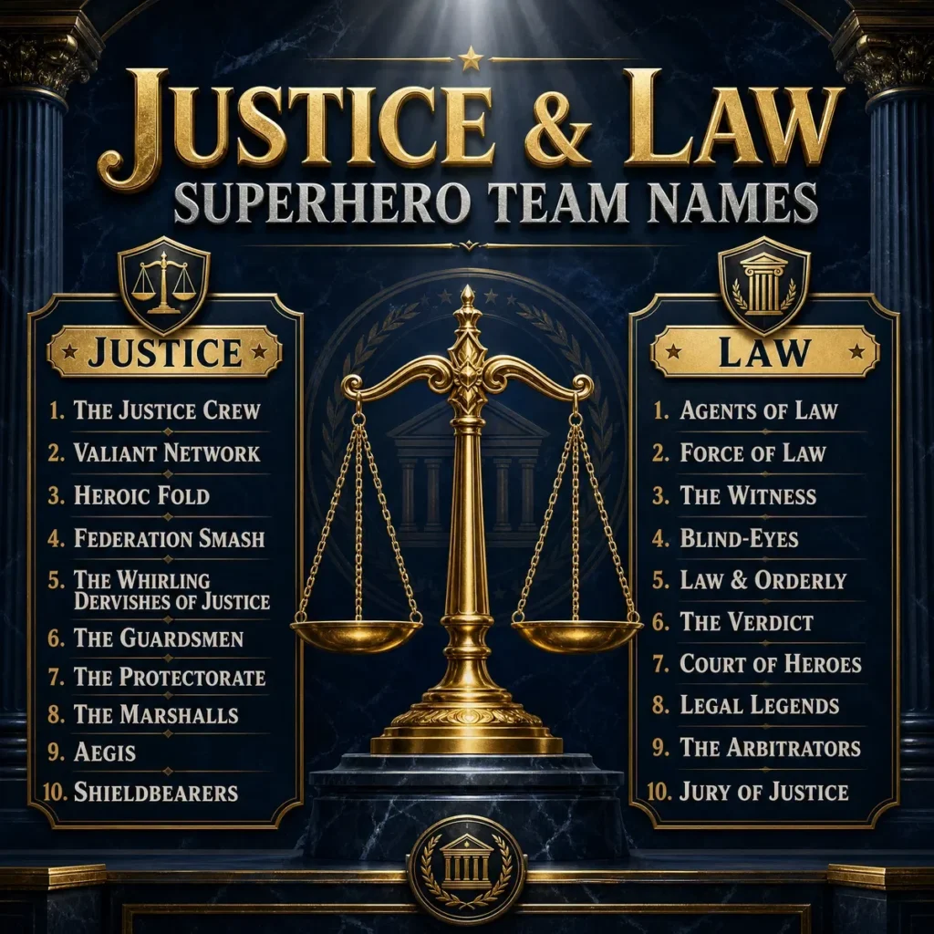 Justice & Law Superhero Team Name Ideas ⚖️