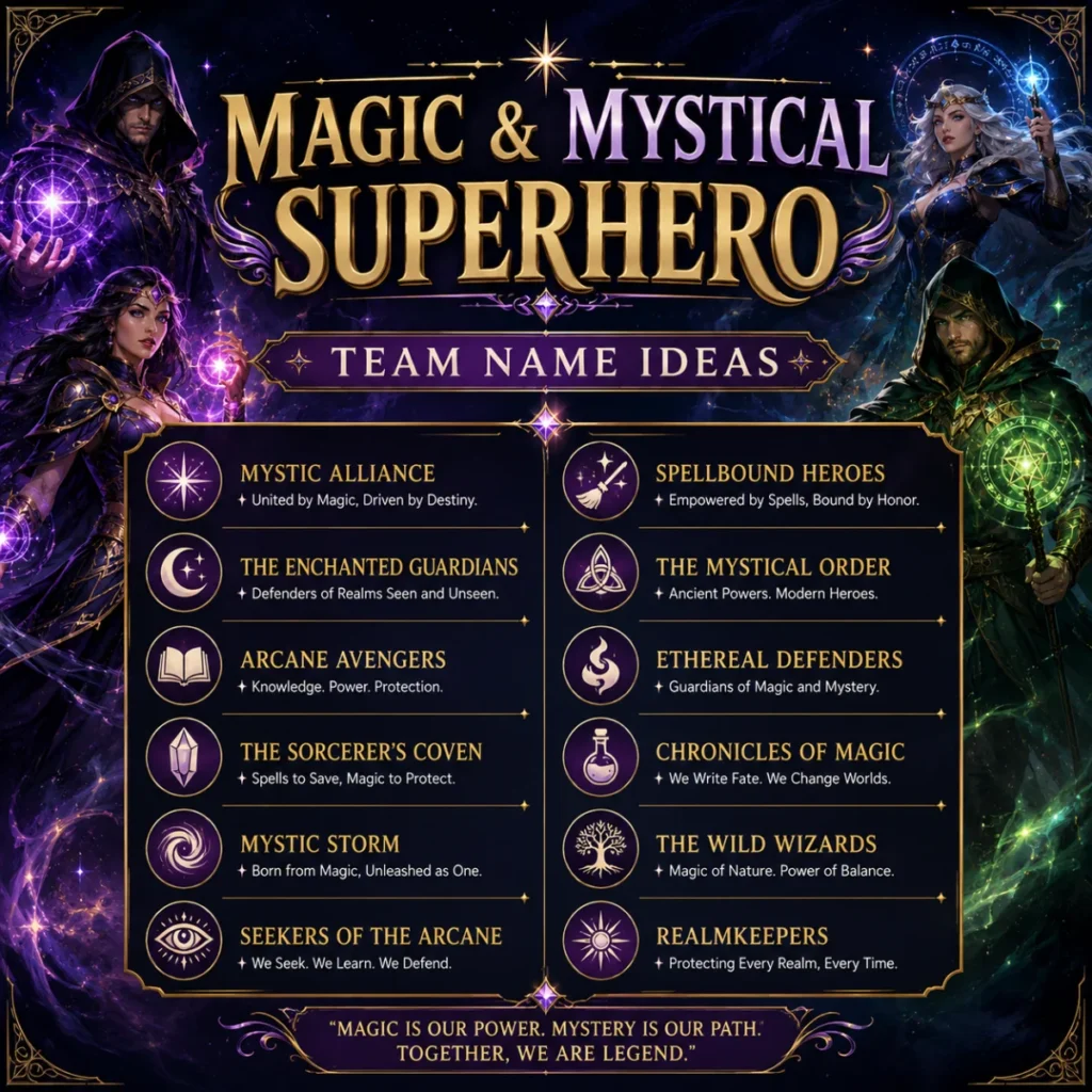 Magic & Mystical Superhero Team Name Ideas 🔮