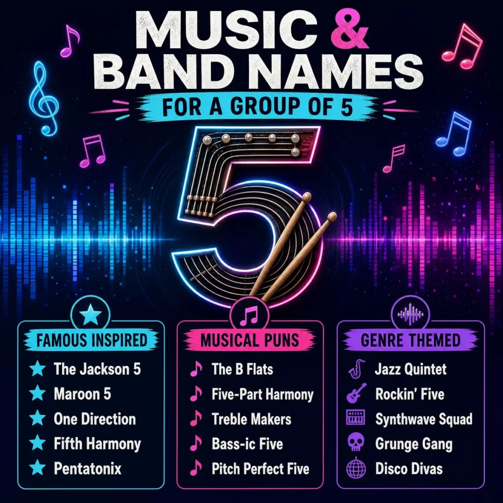 Music & Band Names for a Group of 5 🎵