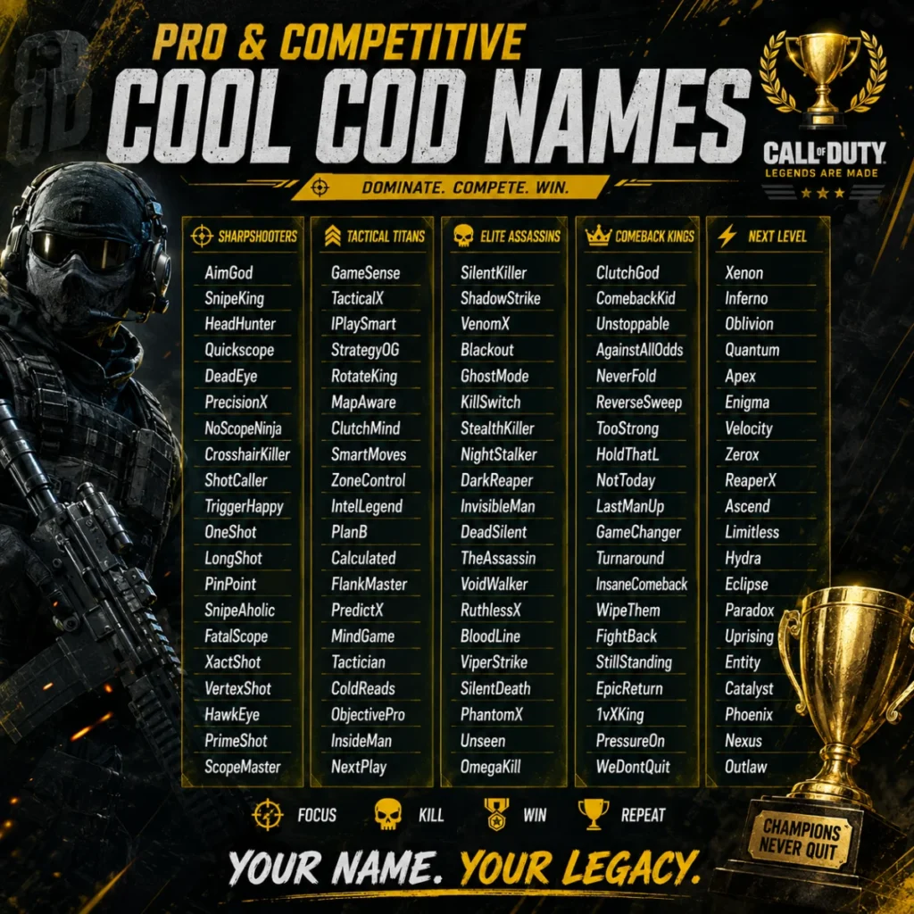 Pro & Competitive Cool COD Names 🏆