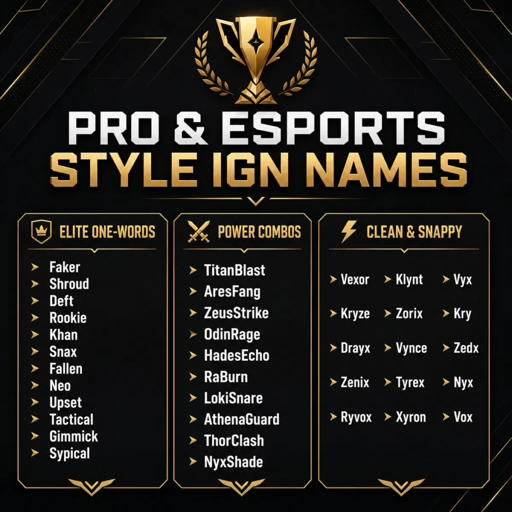 Pro & Esports Style IGN Names ๐