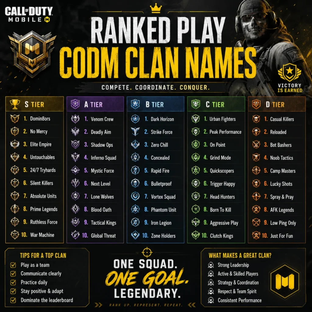 Ranked Play CODM Clan Names ๐