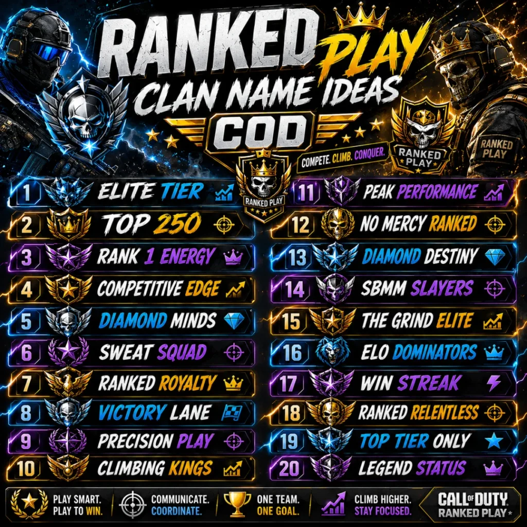 Ranked Play Clan Name Ideas COD 📊
