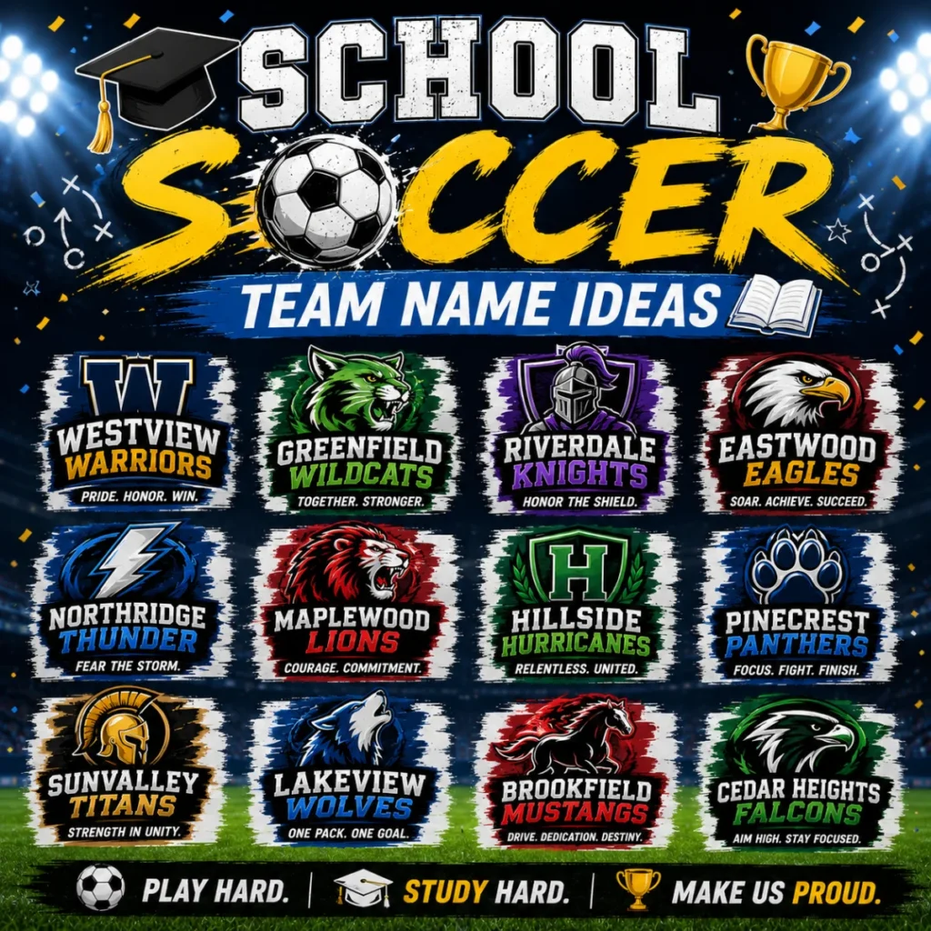School Soccer Team Name Ideas 🎓