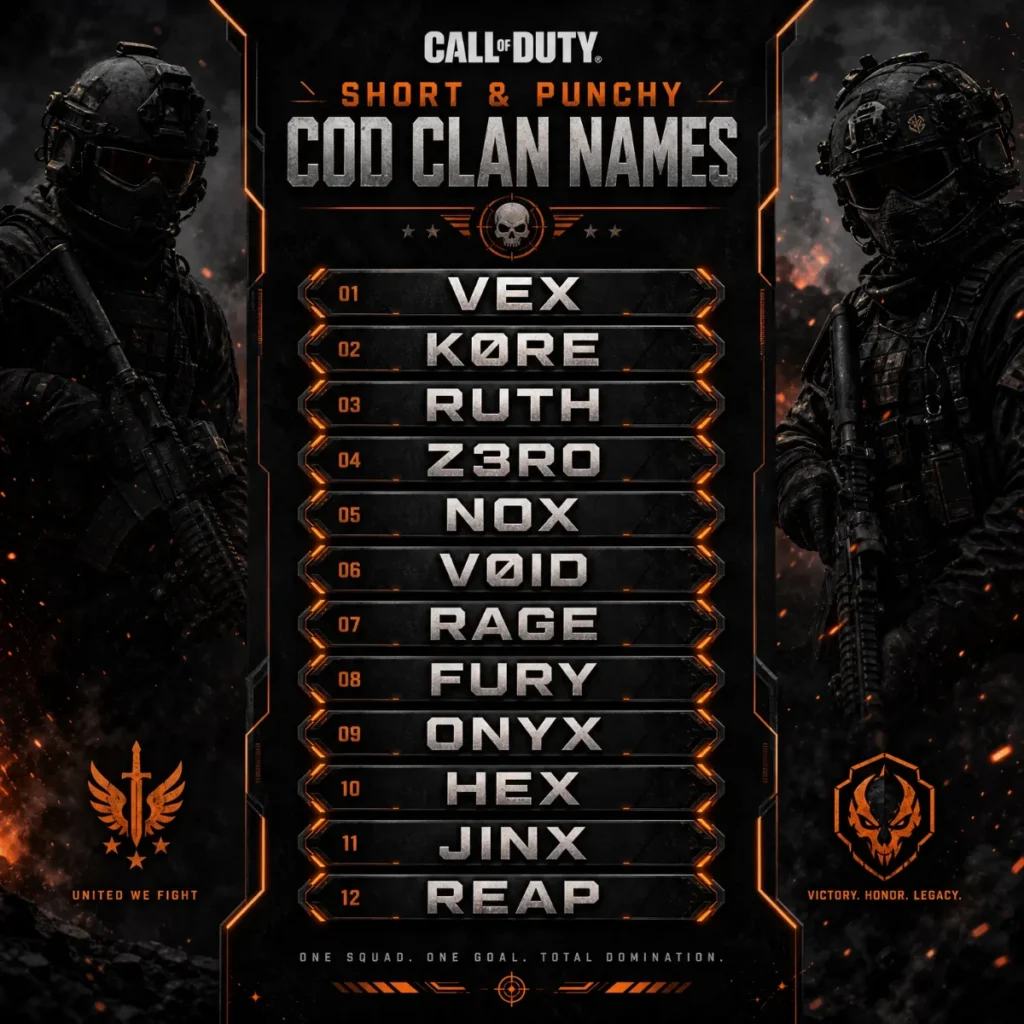 Short & Punchy Cod Clan Names 🔤