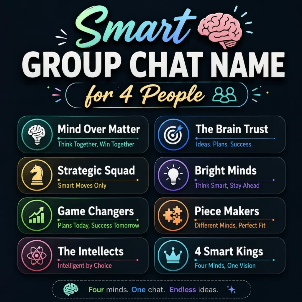 Smart Group Chat Name for 4 People 🧠