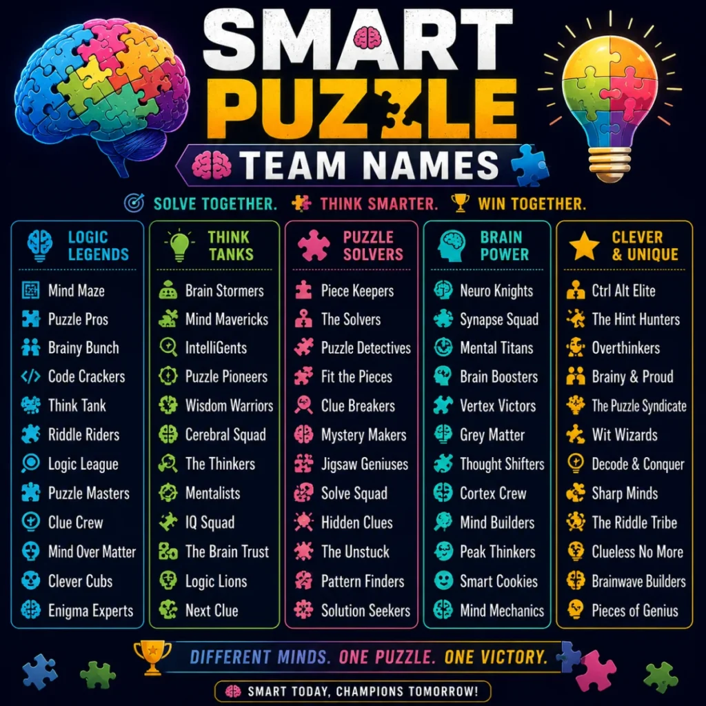 Smart Puzzle Team Names 🧠