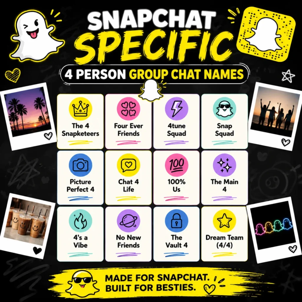 Snapchat Specific 4 Person Group Chat Names 📸