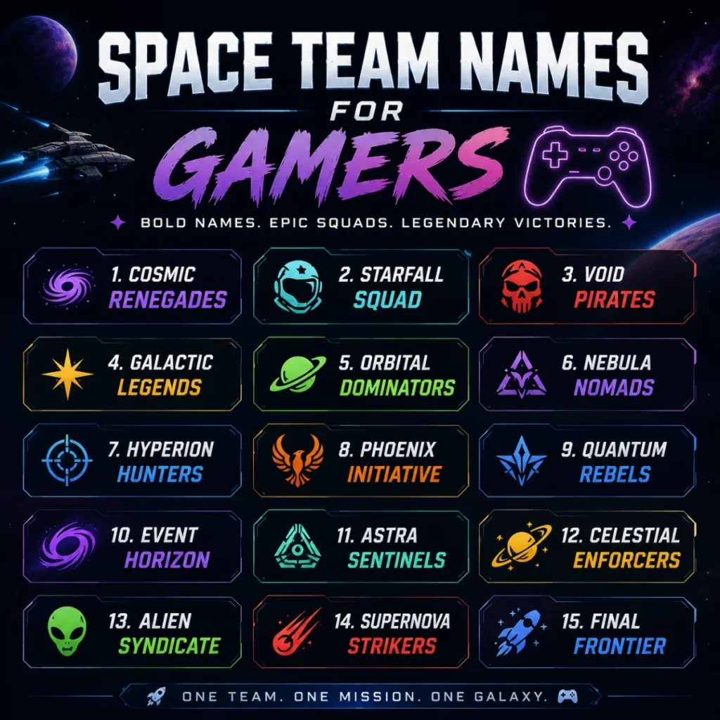 Space Team Names for Gamers 🎮