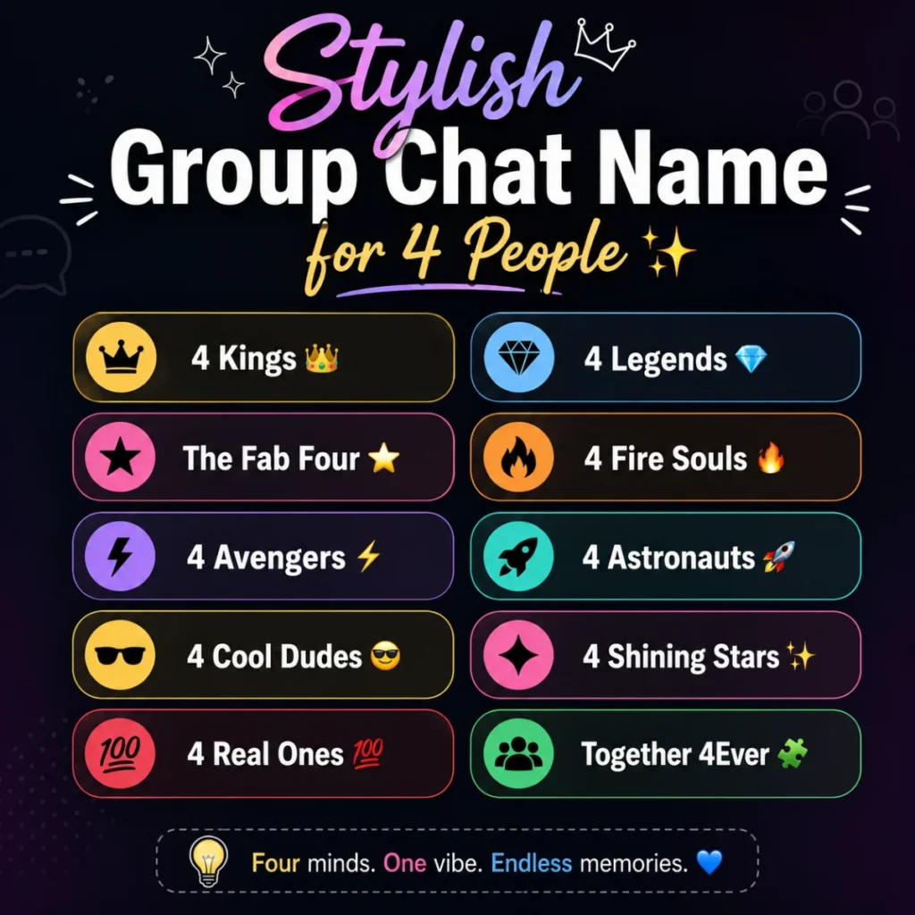 Stylish Group Chat Name for 4 People ✨