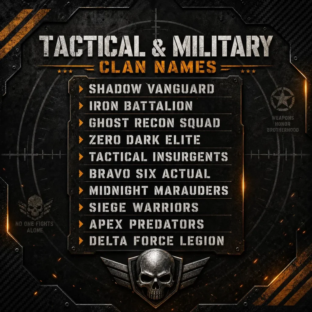 Tactical & Military Good Clan Names for COD 🎯