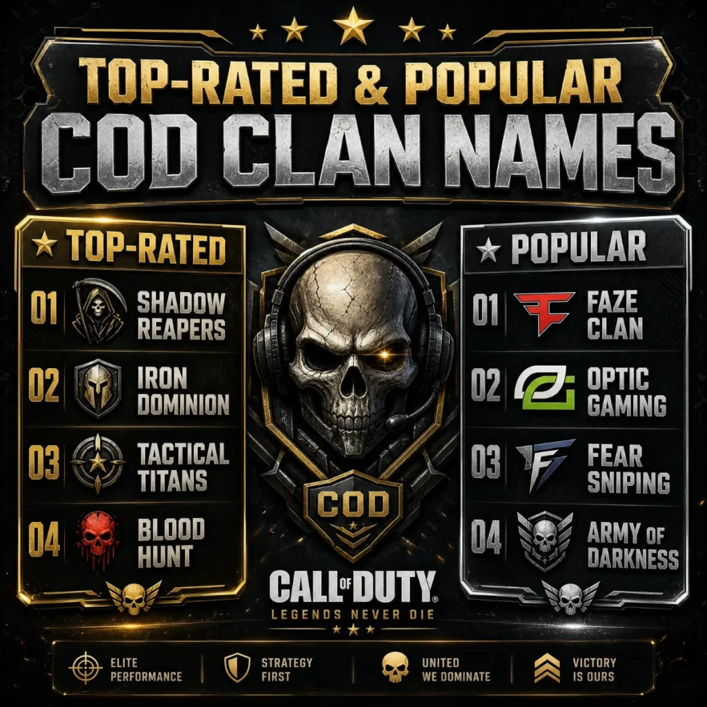 Top-Rated & Popular Cod Clan Names ⭐