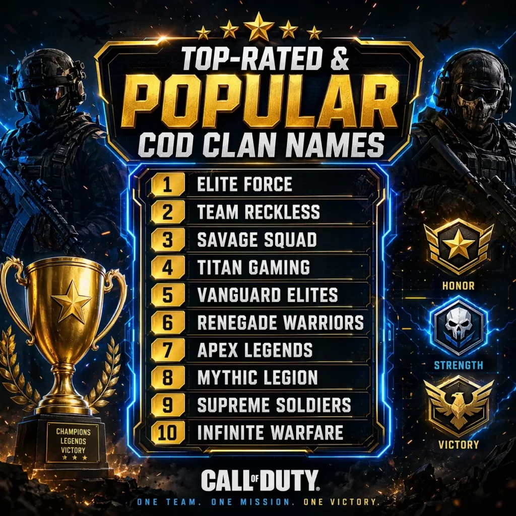 Top-Rated & Popular Good Clan Names for COD ⭐