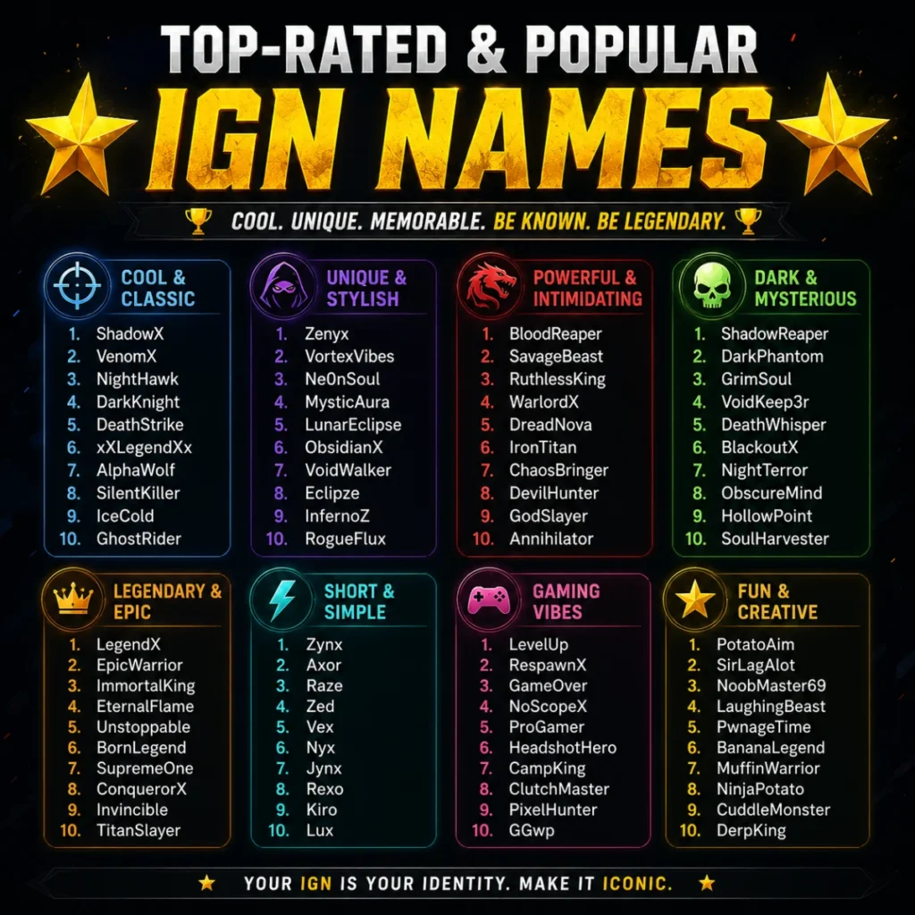 Top-Rated & Popular IGN Names ⭐