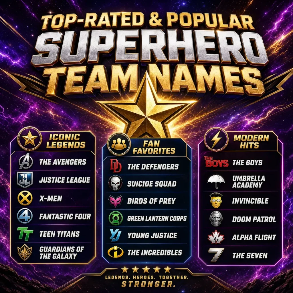 Top-Rated & Popular Superhero Team Name Ideas ⭐