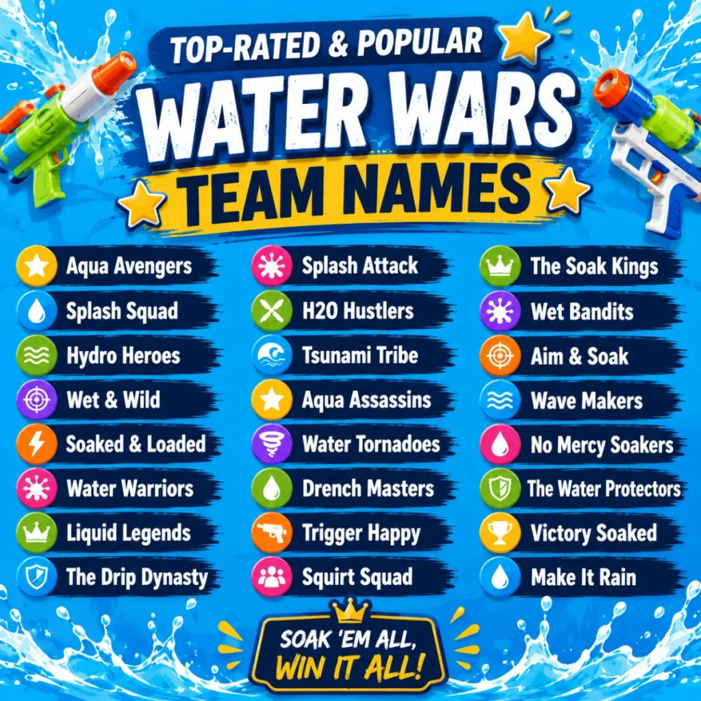 Top-Rated & Popular Water Wars Team Names ⭐