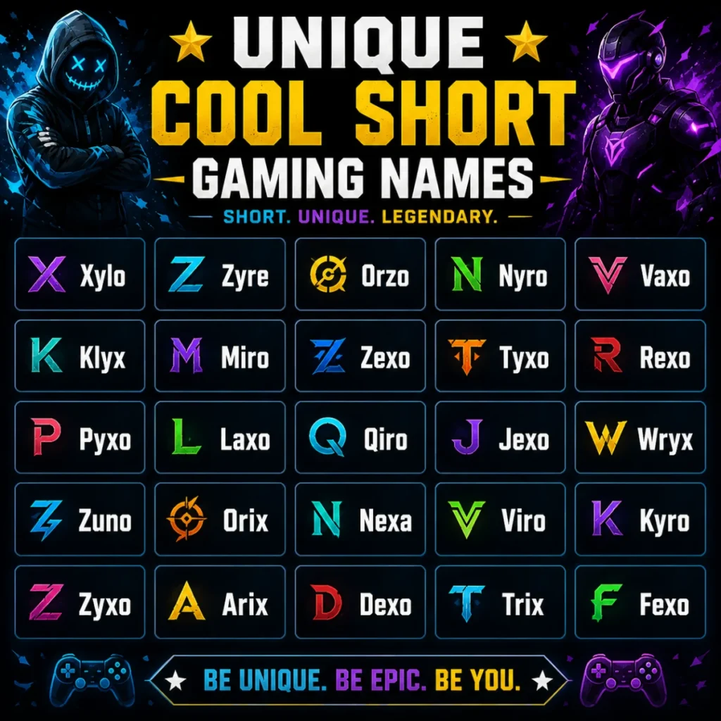 Unique Cool Short Gaming Names 🌟
