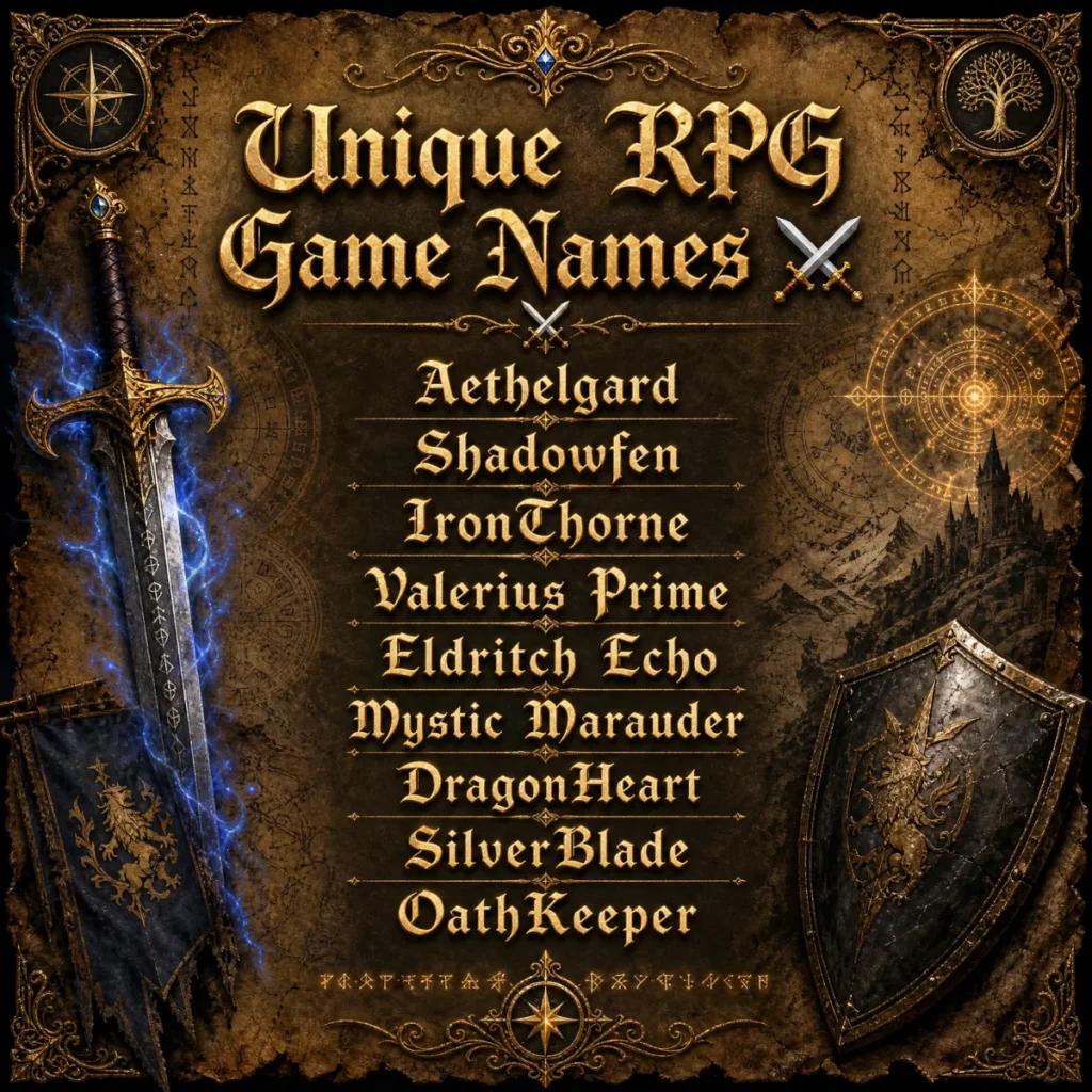 Unique Game Names for RPG Games ⚔️