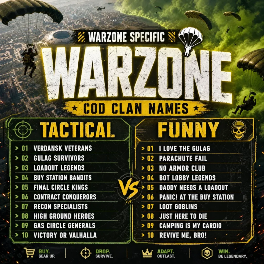 Warzone Specific Cod Clan Names 🪂