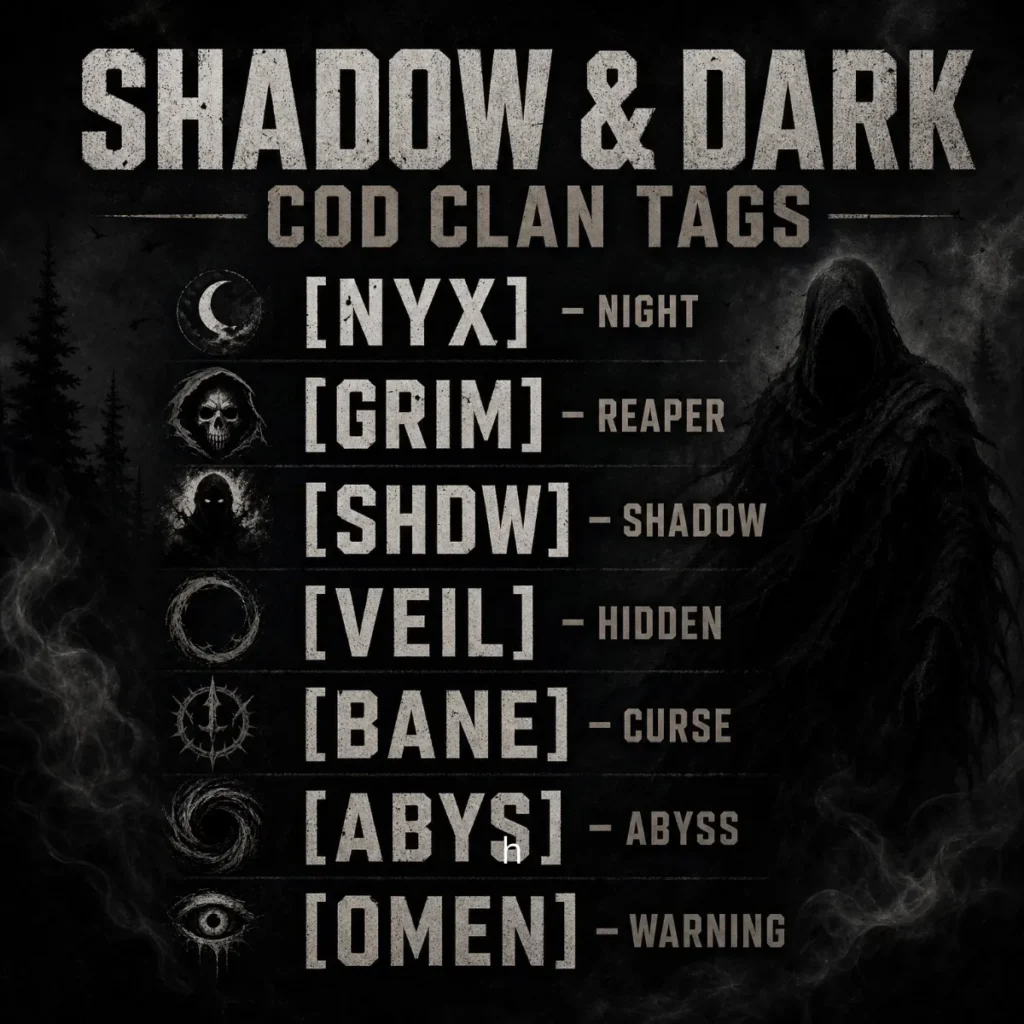 🌑 Good Clan Tags for COD – Shadow & Dark Style