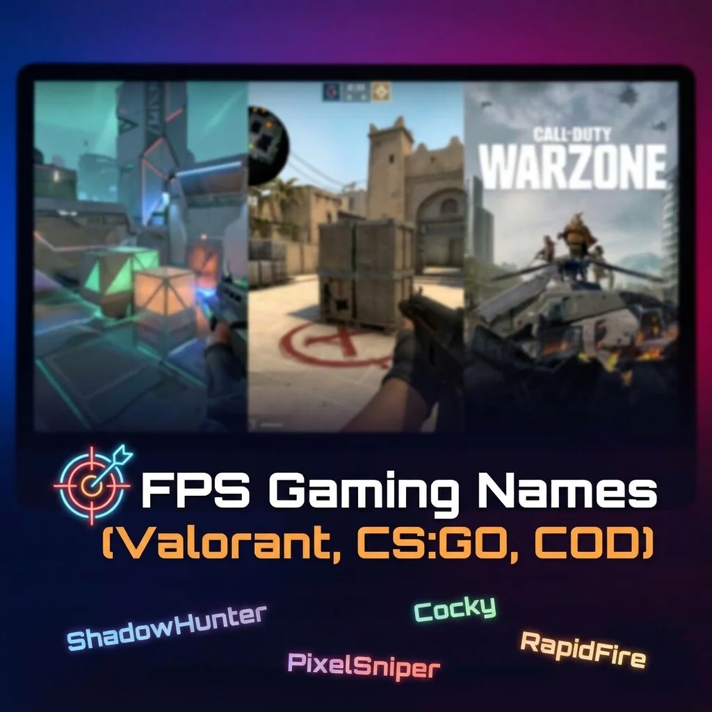 🎯 FPS Gaming Names (Valorant, CS:GO, COD)