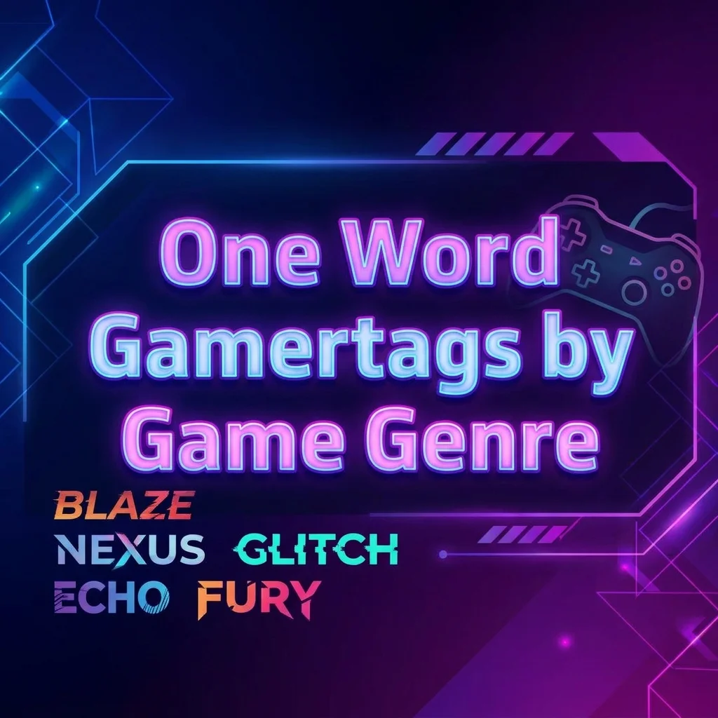 One word gamertags by game genre featuring cool, short, and unique names for different gaming styles