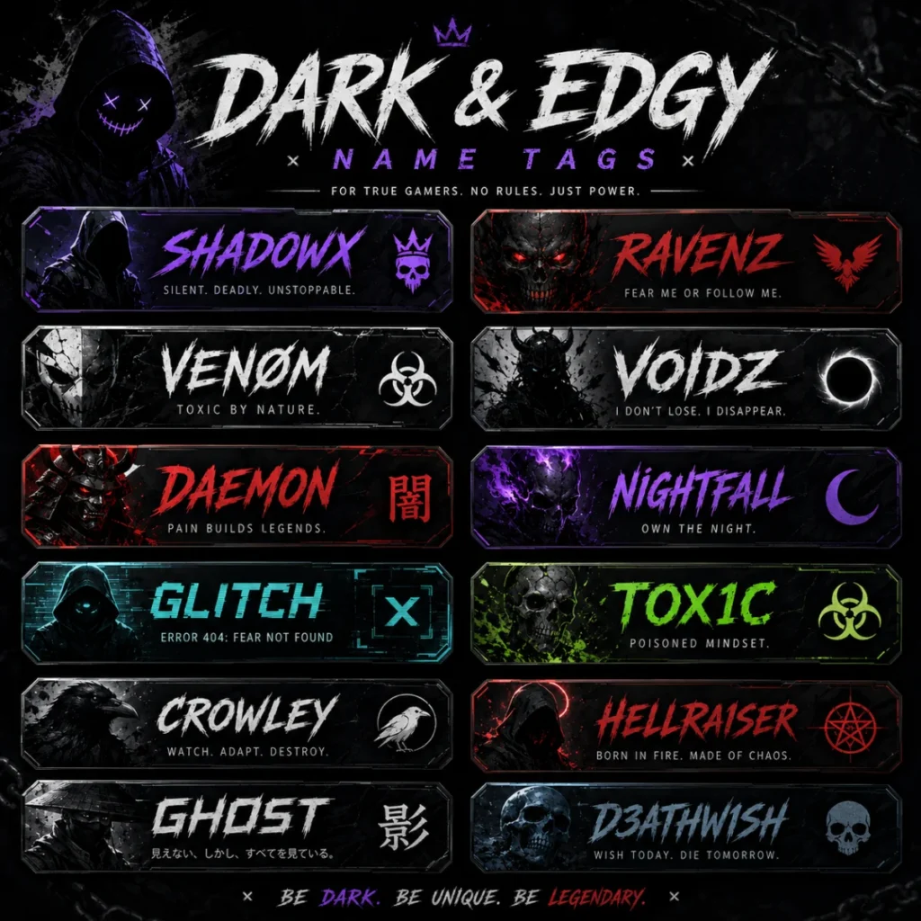 ๐ถ๏ธ Dark & Edgy Name Tags