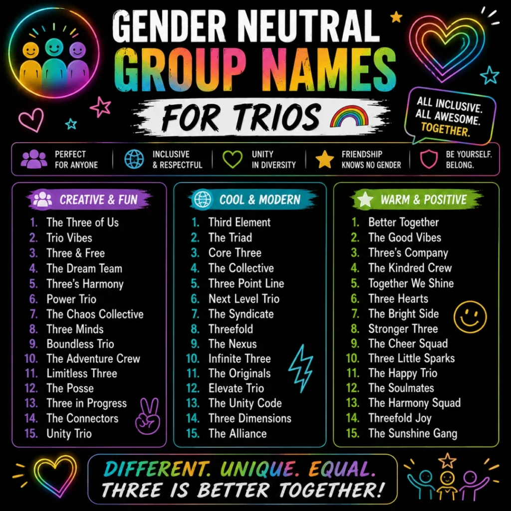 Gender Neutral Group Names for Trios 🌈