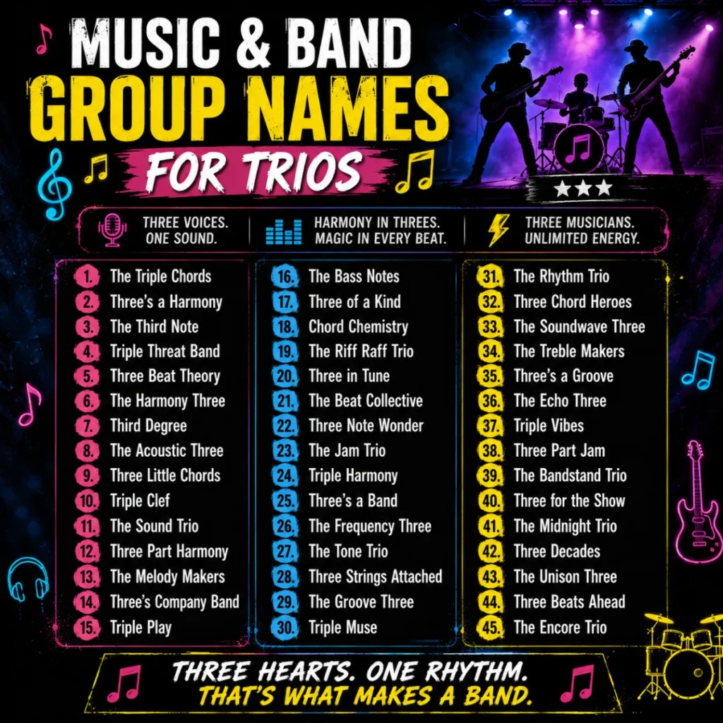 Music & Band Group Names for Trios 🎵