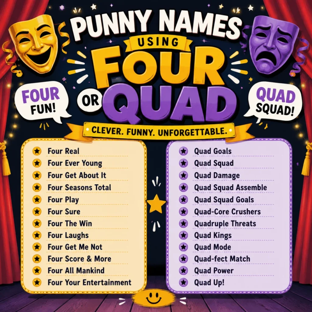 🎭 Punny Names Using "Four" or "Quad"