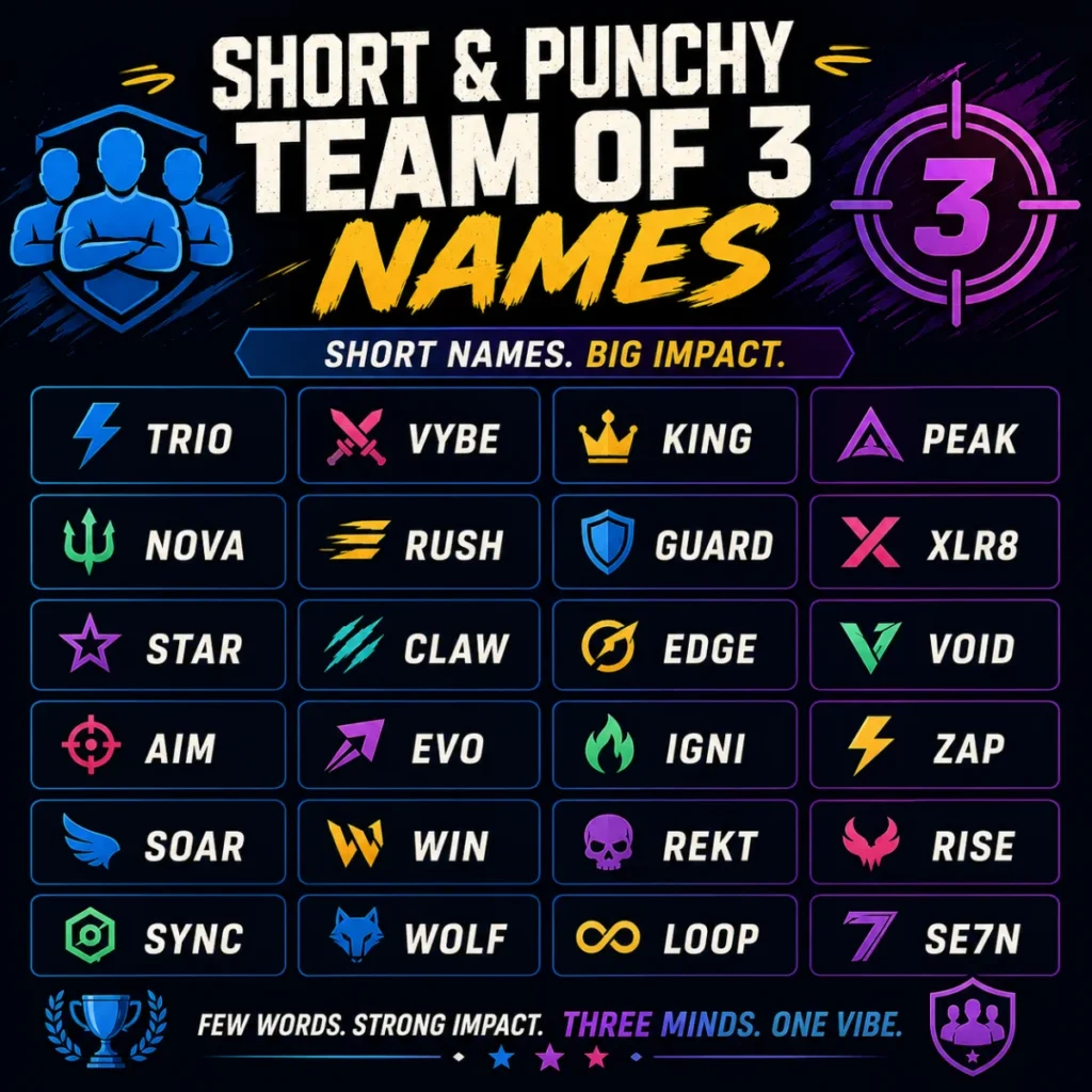 Short & Punchy Team of 3 Names 🔤