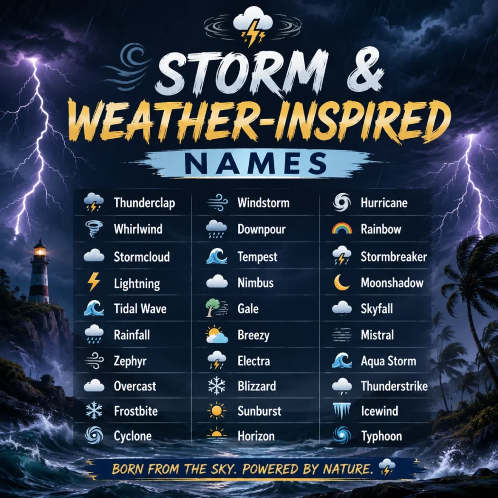 🌪️ Storm & Weather-Inspired Names