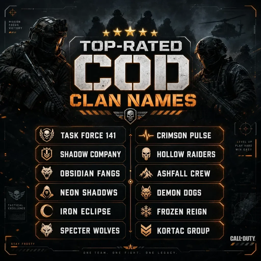 Top-Rated & Popular Best Clan Names for COD ⭐