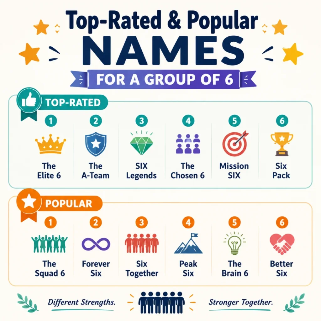 Top-Rated & Popular Names for a Group of 6 ⭐