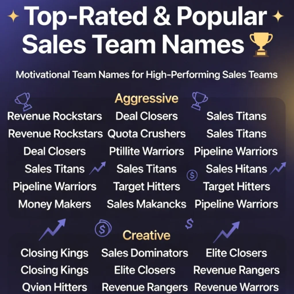Top-Rated & Popular Sales Team Names ⭐