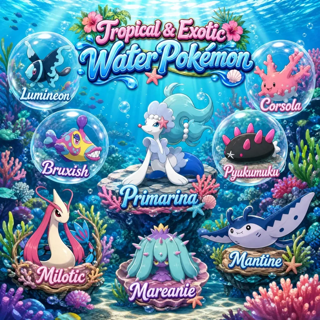 🌺 Tropical & Exotic Water Pokemon Names