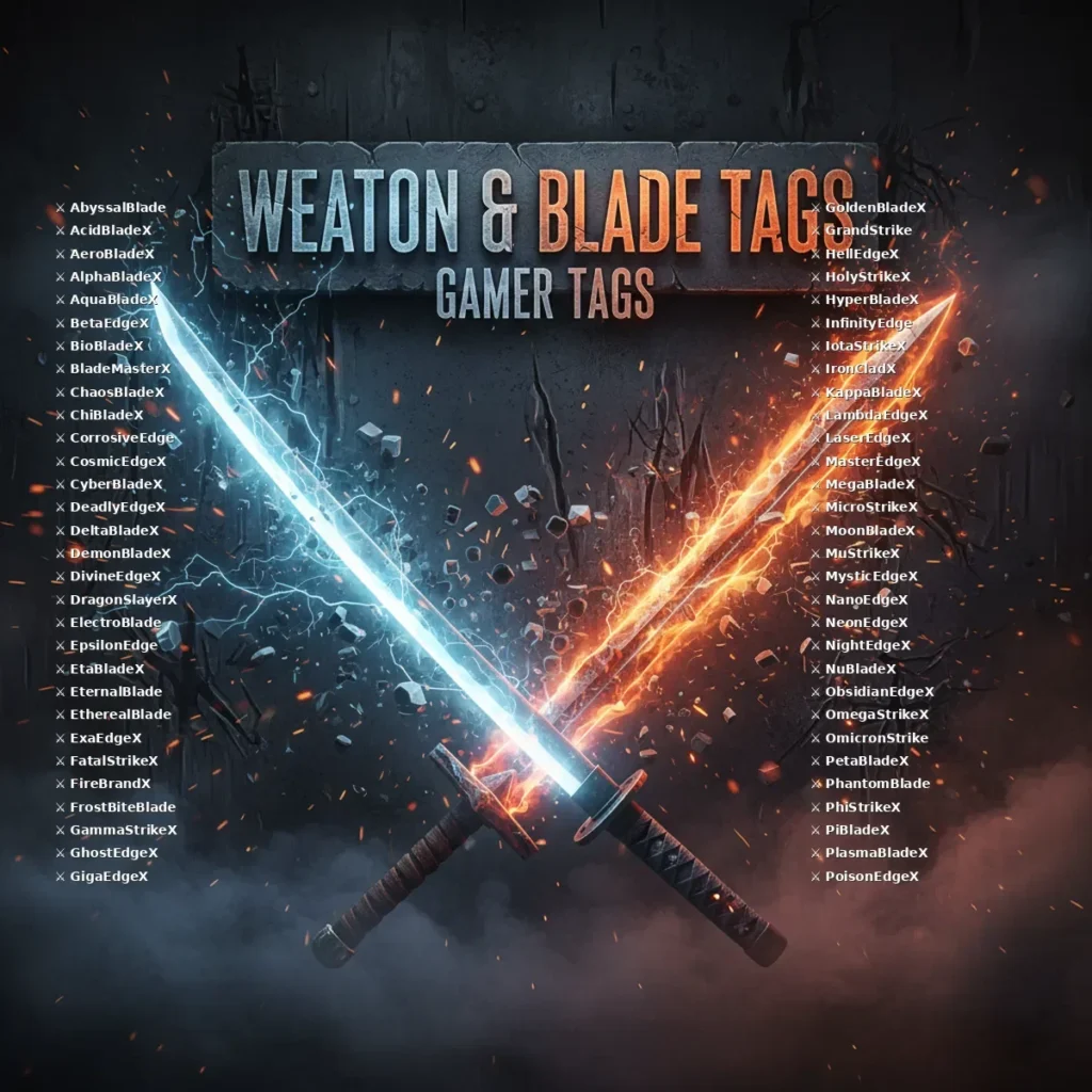 Weapon & Blade Cool Gamer Tags for Guys ⚔️