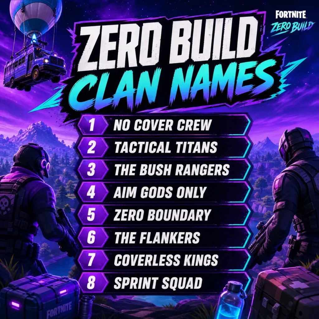 Zero Build Specific Fortnite Clan Names 🪂