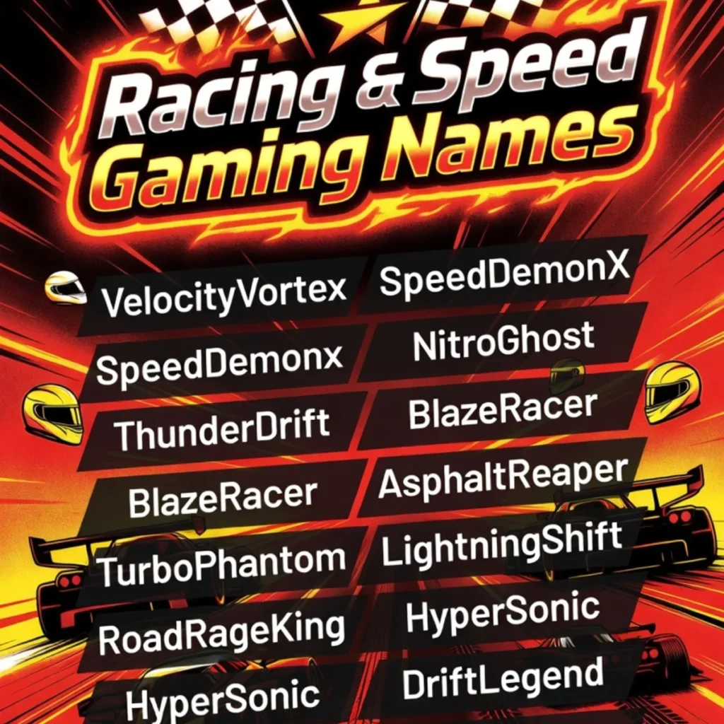 🏁 Racing and Speed Gaming Names