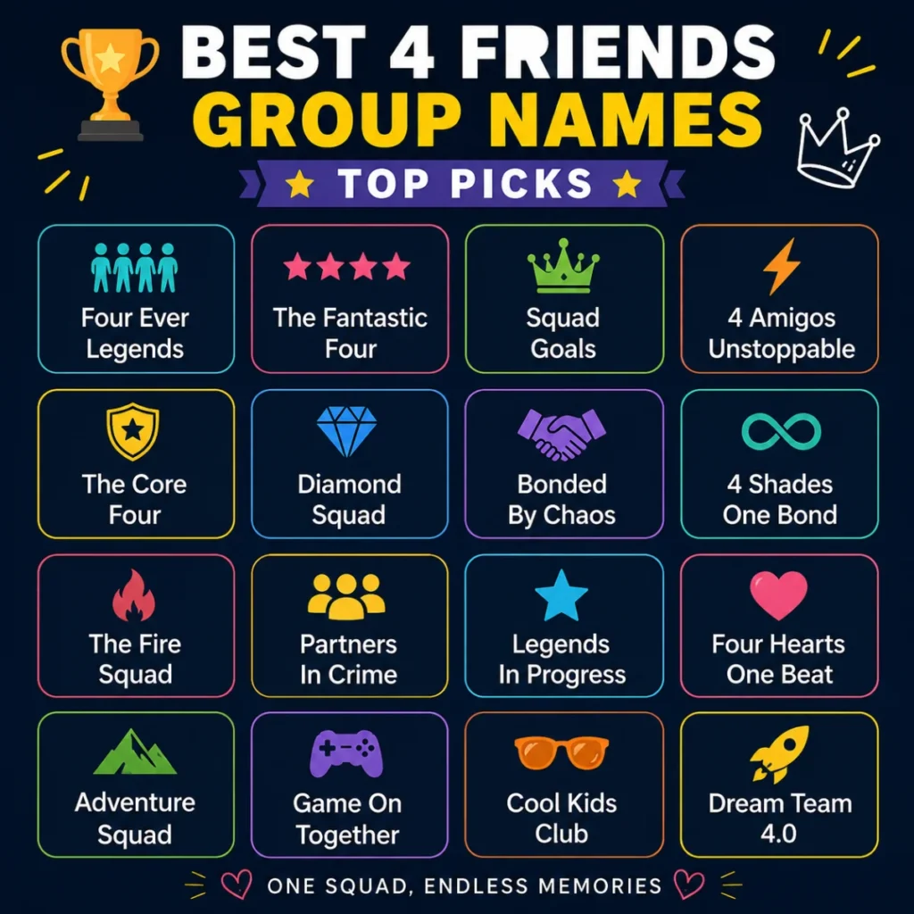 🏆 Best 4 Friends Group Names – Top Picks