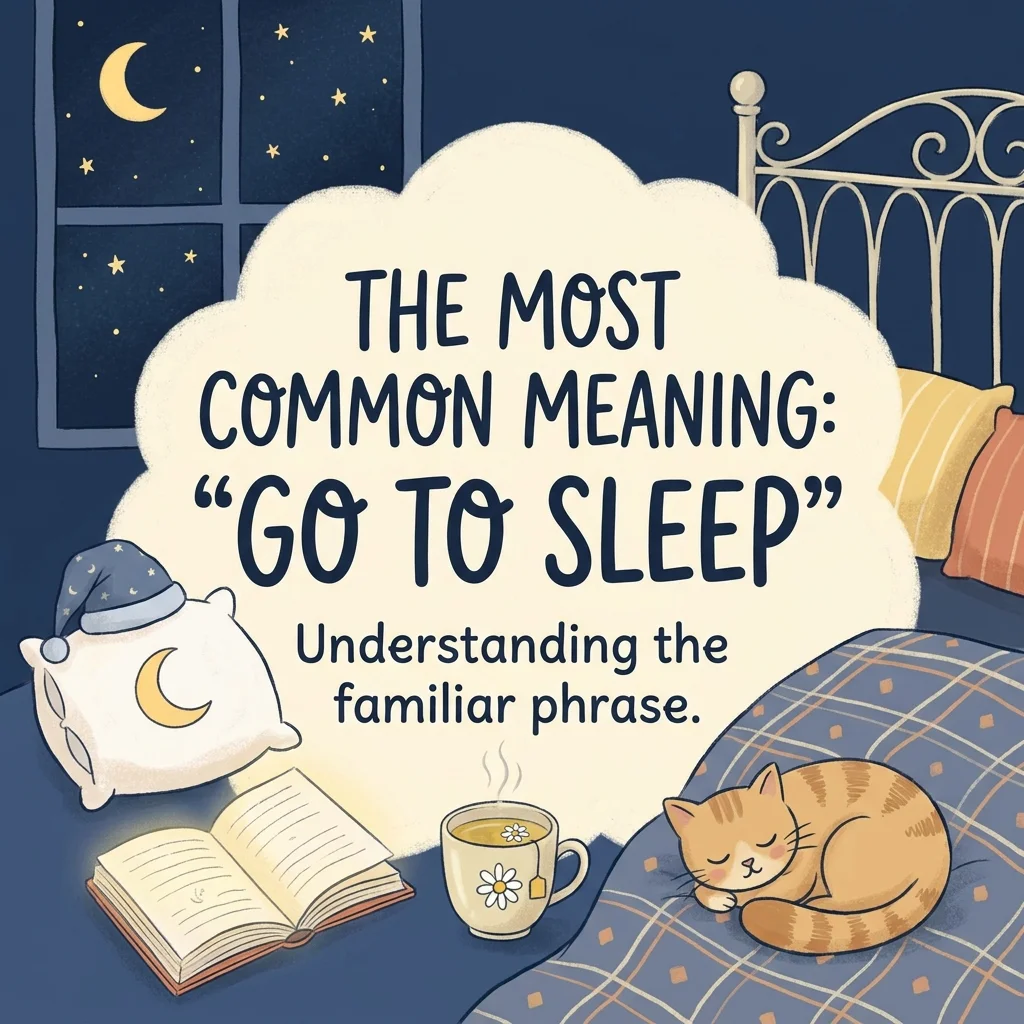 Common meaning of “go to sleep” explained with a calm, relatable message