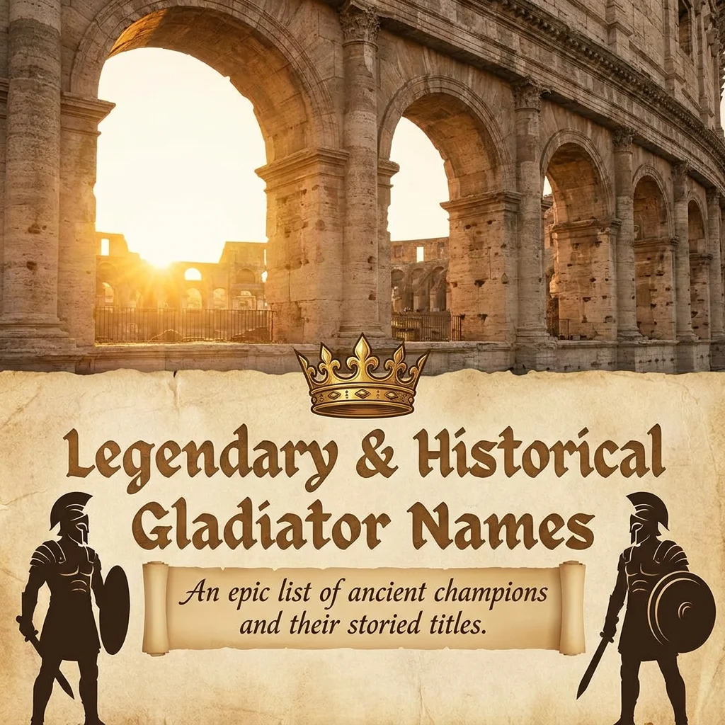 Legendary and historical gladiator names inspired by famous warriors and ancient Rome
