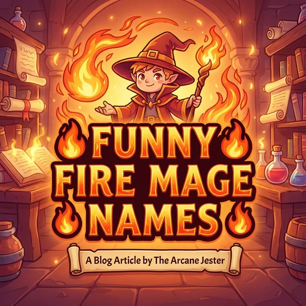 Funny fire mage names with fiery, magical, and humorous character name