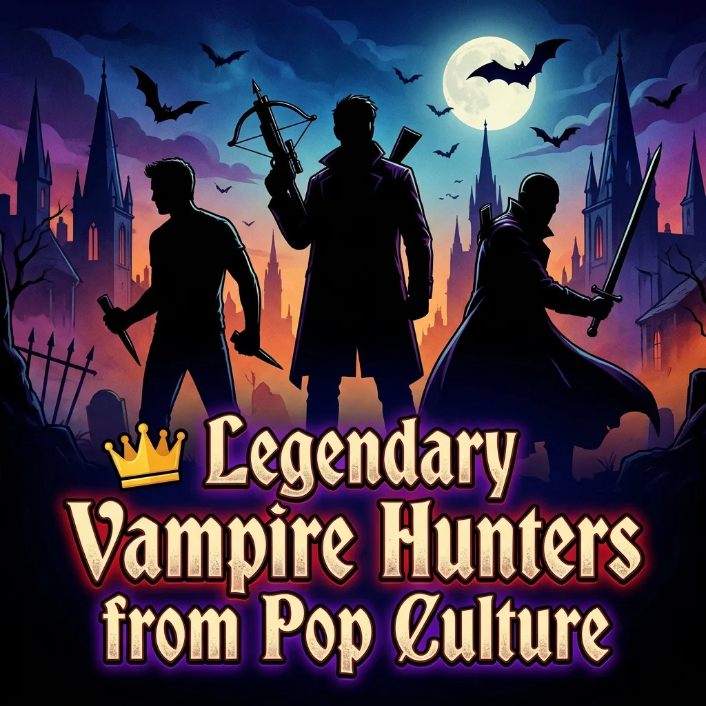 Legendary vampire hunters from pop culture with iconic heroes and supernatural characters