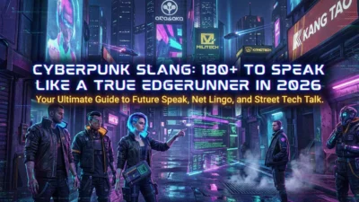 Cyberpunk slang guide with 180+ futuristic words and Edgerunner phrases for 2026
