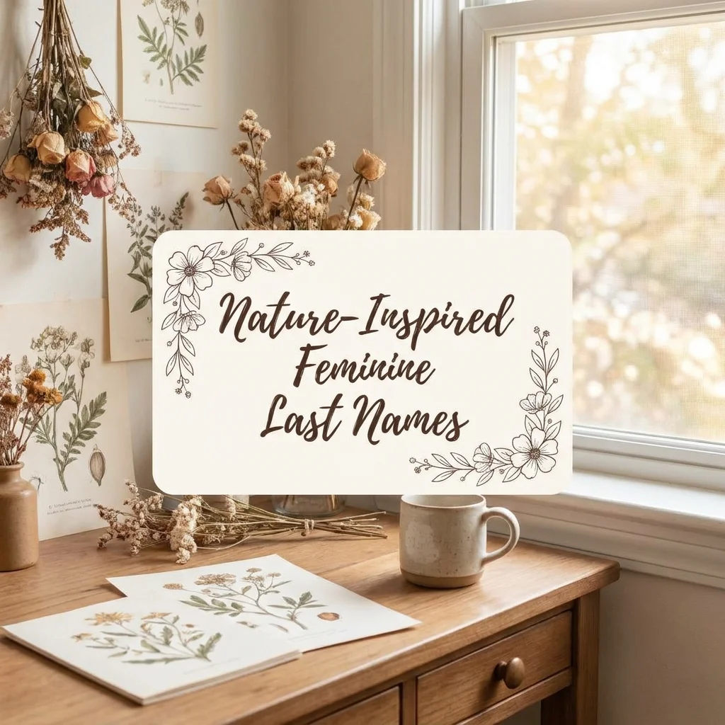 Nature-inspired feminine last names with elegant floral, earthy, and natural name ideas